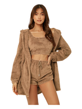 3-teiliges Flanell-Lounge-Set mit Kapuze und Bindeband vorne